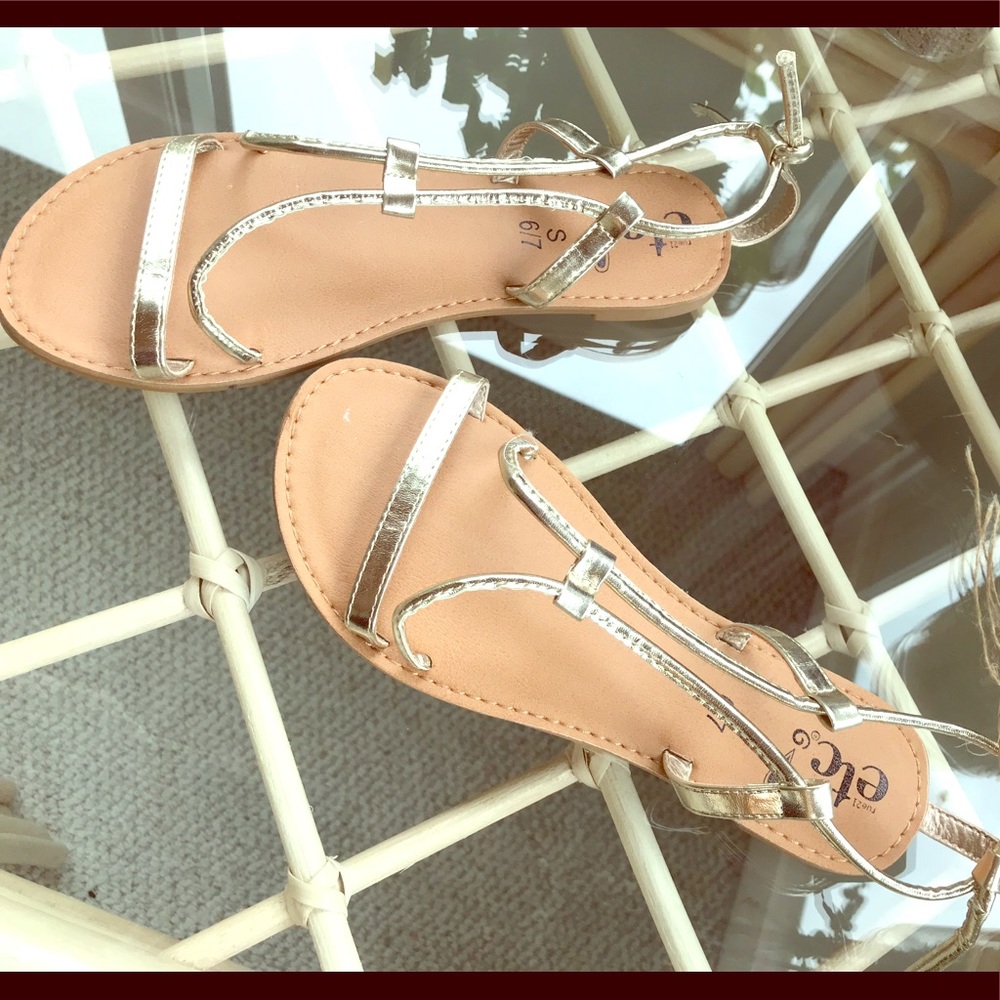 Silver flat sandals, Rue 21, never worn